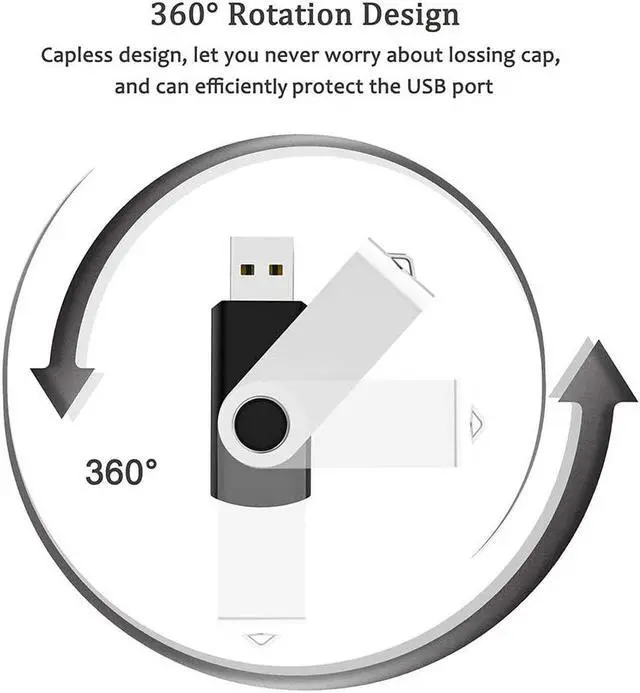 Alt view image 6 of 7 - 2 Pack 64GB USB Flash Drive USB 2.0 Thumb Drives Jump Drive Fold Storage Memory Stick Swivel Design - Black