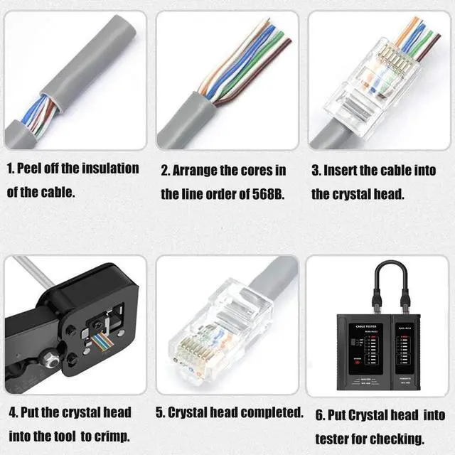Alt view image 5 of 6 - Crimping Tool Kit for RJ11/RJ12/CAT5/CAT6/Cat5e, Professional Computer Maintenacnce Lan Cable Tester Network Repair Tool Set,Wire Crimper Wire Connector Stripper Cutter (Black)