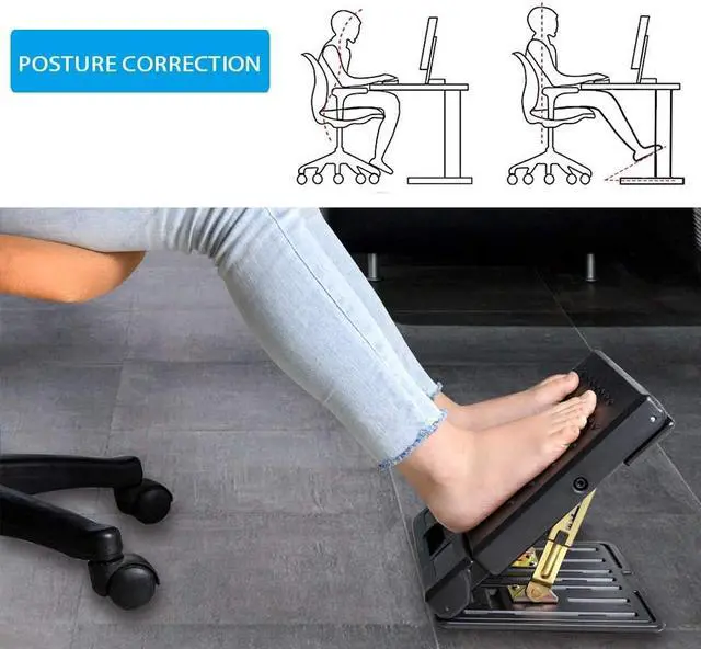Alt view image 4 of 4 - Adjustable Footrest with Removable Soft Foot Rest Pad Max-Load 120Lbs with Massaging Beads for Car,Under Desk, Home, Train,4-Level Height Adjustment