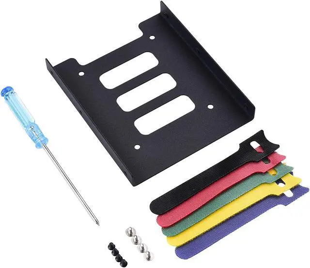 Alt view image 2 of 7 - Tewmsc 2.5 to 3.5 Adapter -SSD Mounting Bracket Kit 2.5 to 3.5 Drive Bay Metal Adapter Mounting Bracket Hard Drive Holder with 5pcs Reusable Cord Organizer