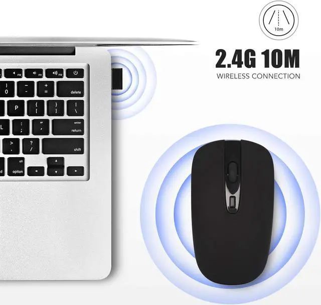 Alt view image 3 of 7 - Wireless Computer Mouse, cimetech 2.4G Slim Cordless Mouse Less Noise for Laptop Ergonomic Optical with Nano Receiver USB Mouse for Laptop, Deskbtop, MacBook (BAT Black)