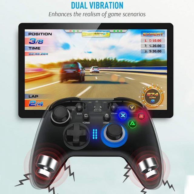 Forty4 Wireless Gaming Controller, Dual-Vibration Joystick Gamepad