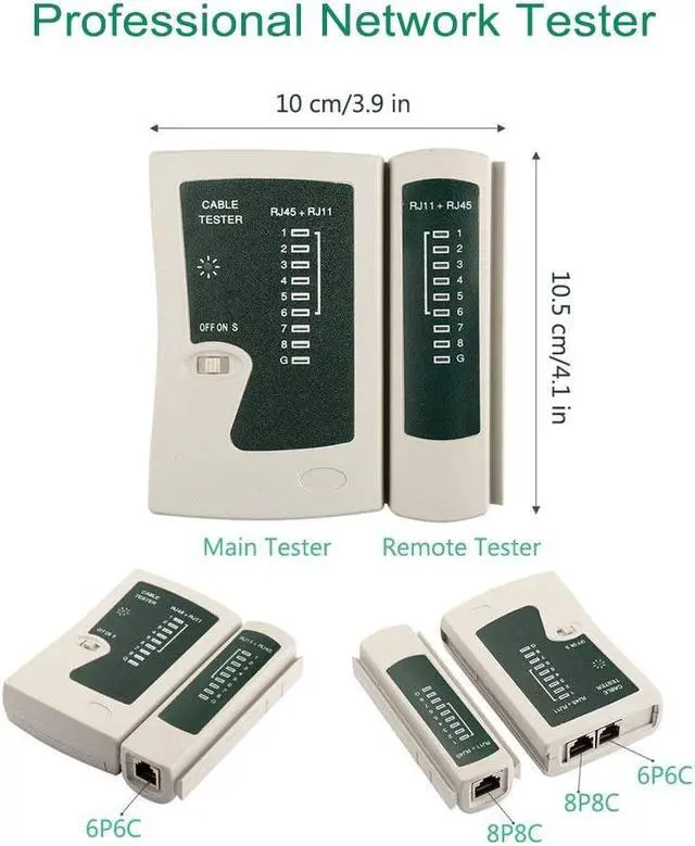 Alt view image 3 of 6 - Network Tool Kits Professional- Net Computer Maintenance LAN Cable Tester 9 in 1 Repair Tools,8P8C RJ45 Connectors,Cable Tester,Screwdriver,Crimp Pliers,stripping pliers Tool Set
