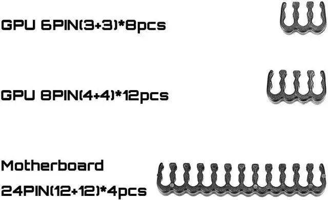 Alt view image 7 of 7 - Sleeved Cable - Cable Extension for Power Supply with Extra-Sleeved 24-PIN 8-PIN 6-PIN 4+4-PIN with Combs- Black and Purple