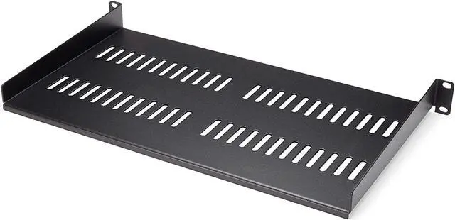 Main image of 1U Vented Server Rack Mount Shelf - 10in Deep Steel Universal Cantilever Tray for 19" AV & Network Equipment Rack - 44lbs (CABSHELFV1U), 10" Depth