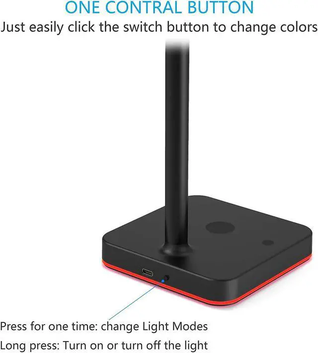 Alt view image 5 of 6 - KAFRI RGB Headphone Stand with Wireless Charger Desk Gaming Headset Holder Hanger Rack with 10W/7.5W Fast Charge QI Wireless Charging Pad - Suitable for Gamer Desktop Table Game Earphone Accessories