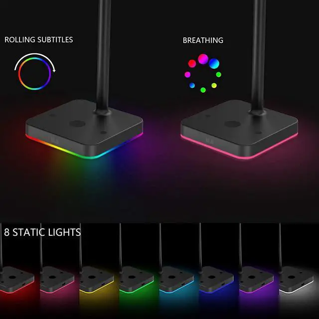 Alt view image 2 of 6 - KAFRI RGB Headphone Stand with Wireless Charger Desk Gaming Headset Holder Hanger Rack with 10W/7.5W Fast Charge QI Wireless Charging Pad - Suitable for Gamer Desktop Table Game Earphone Accessories