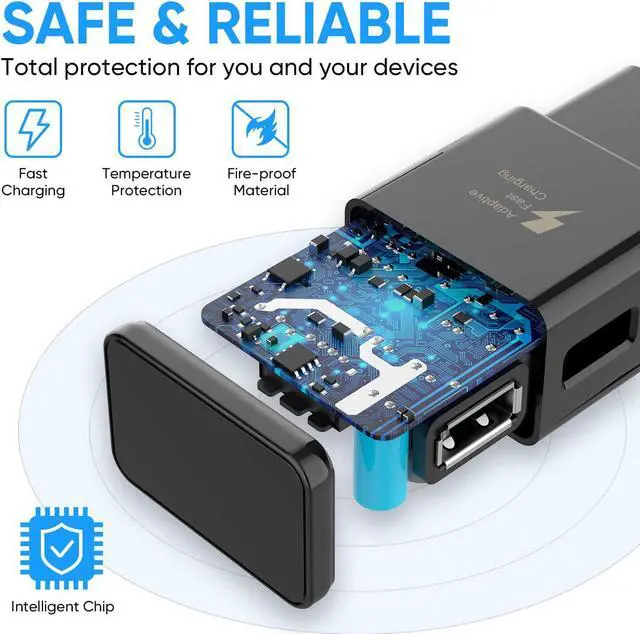 Alt view image 2 of 7 - Adaptive Fast Charging Wall Charger Adapter Compatible Samsung Galaxy S6 S7 S8 S9 S10 / Edge/Plus/Active Note 5Note 8 Note 9LG G5 G6 G7 V20 V30 ThinQ Plus EP-TA20JBE Quick Charge (2 Pack)