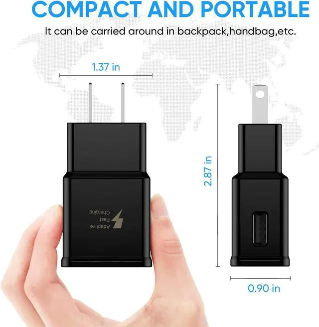Alt view image 5 of 7 - Adaptive Fast Charging Wall Charger Adapter Compatible Samsung Galaxy S6 S7 S8 S9 S10 / Edge/Plus/Active Note 5Note 8 Note 9LG G5 G6 G7 V20 V30 ThinQ Plus EP-TA20JBE Quick Charge (2 Pack)