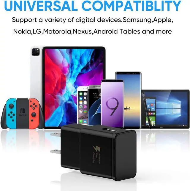 Alt view image 6 of 7 - Adaptive Fast Charging Wall Charger Adapter Compatible Samsung Galaxy S6 S7 S8 S9 S10 / Edge/Plus/Active Note 5Note 8 Note 9LG G5 G6 G7 V20 V30 ThinQ Plus EP-TA20JBE Quick Charge (2 Pack)