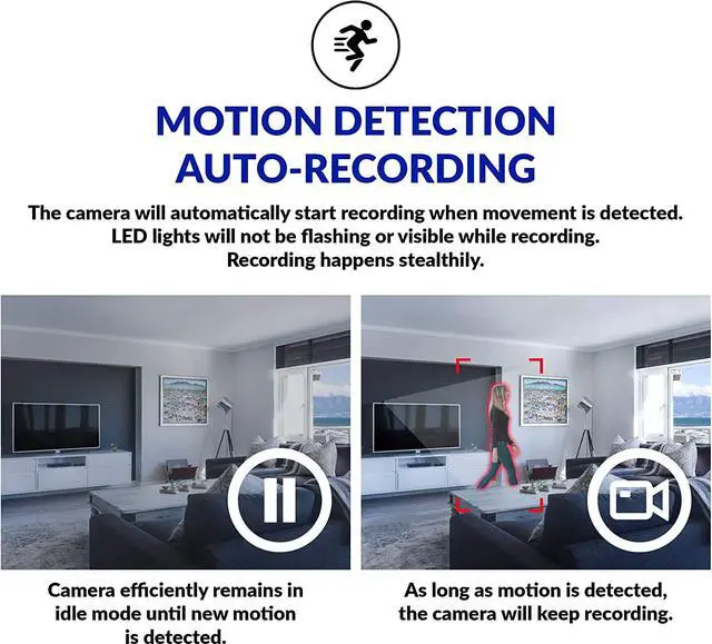 Alt view image 3 of 5 - Small Hidden Mini Spy Camera - Secret Tiny Spy Cam for Home or Car with Motion Detection, Night Vision, Video, Micro Security Nanny Cameras and Hidden Cameras, Camaras Espias, No Wireless WiFi Needed