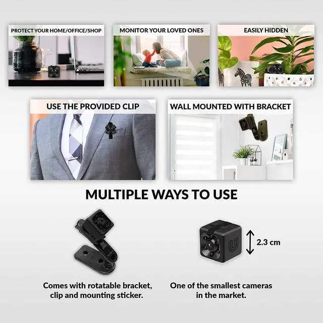Alt view image 5 of 5 - Small Hidden Mini Spy Camera - Secret Tiny Spy Cam for Home or Car with Motion Detection, Night Vision, Video, Micro Security Nanny Cameras and Hidden Cameras, Camaras Espias, No Wireless WiFi Needed