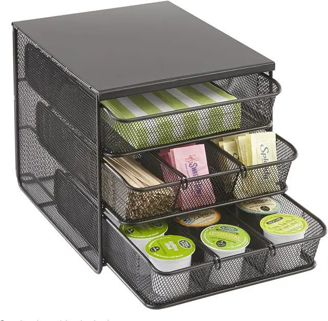 Alt view image 6 of 20 - 3 Drawer Hospitality Organizer 7 Compartments 11 1/2w x 8 1/4d x 8 1/4h Bk