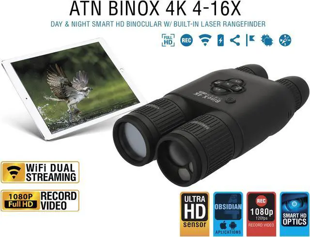 Alt view image 5 of 7 - ATN BinoX-4K 4-16x65 Smart Day/Night Binoculars, Laser Rangefinder, Black, DGBNB
