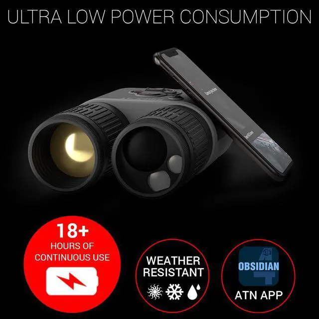 Alt view image 2 of 6 - ATN BINOX 4T 384 1.25-5x Smart HD Thermal Binoculars w/ Laser Rangefinder