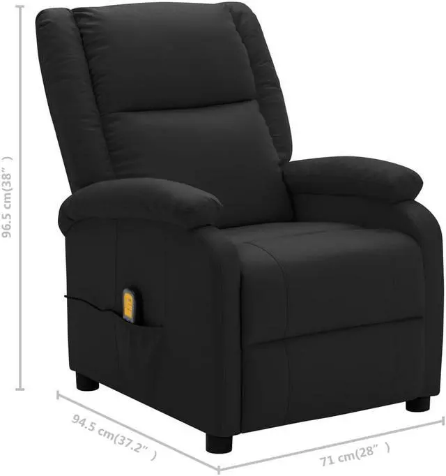 Alt view image 3 of 17 - vidaXL Massage Chair Black Faux Leather Electric Recliner Adjustable Chair