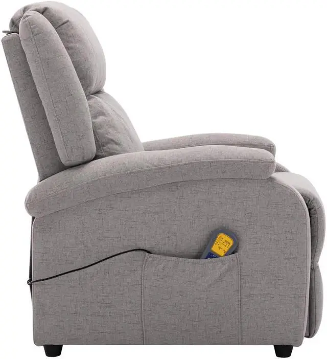 Alt view image 5 of 13 - vidaXL Massage Recliner Light Gray Fabric Reclining Electric Chair Furniture
