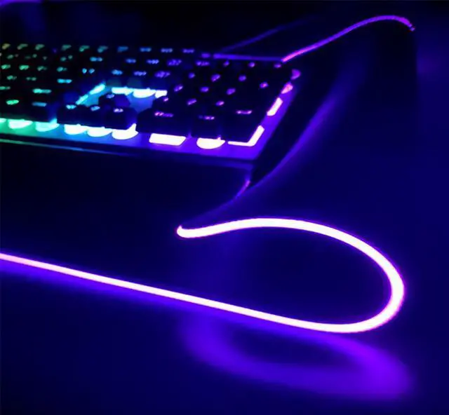 Alt view image 4 of 7 - RGB Gaming Mouse Pad,Large Extended Soft Led Mouse Pad ,Non-Slip Resistant Rubber Computer Keyboard Mat with14 RGB Lighting Modes and Power off Memory , Adjustable Brightness - 31.5×11.8 Inch