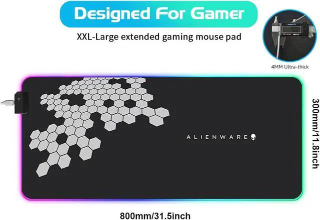 Alt view image 7 of 7 - RGB Gaming Mouse Pad,Large Extended Soft Led Mouse Pad ,Non-Slip Resistant Rubber Computer Keyboard Mat with14 RGB Lighting Modes and Power off Memory , Adjustable Brightness - 31.5×11.8 Inch