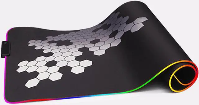 Alt view image 2 of 7 - RGB Gaming Mouse Pad,Large Extended Soft Led Mouse Pad ,Non-Slip Resistant Rubber Computer Keyboard Mat with14 RGB Lighting Modes and Power off Memory , Adjustable Brightness - 31.5×11.8 Inch
