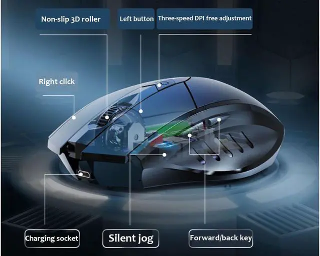 Alt view image 4 of 6 - Ergonomic silent wireless gaming mouse, rechargeable flagship feel wireless mouse 6-button adjustable DPI