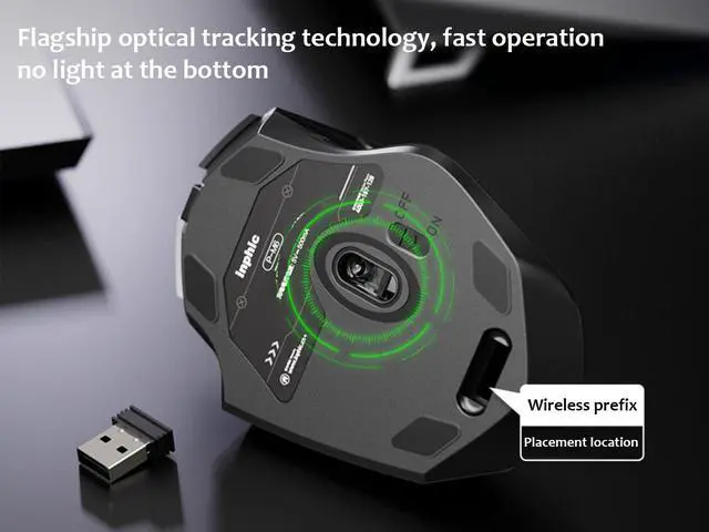Alt view image 5 of 6 - Ergonomic silent wireless gaming mouse, rechargeable flagship feel wireless mouse 6-button adjustable DPI