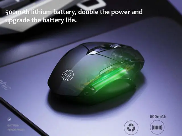 Alt view image 2 of 6 - Ergonomic silent wireless gaming mouse, rechargeable flagship feel wireless mouse 6-button adjustable DPI