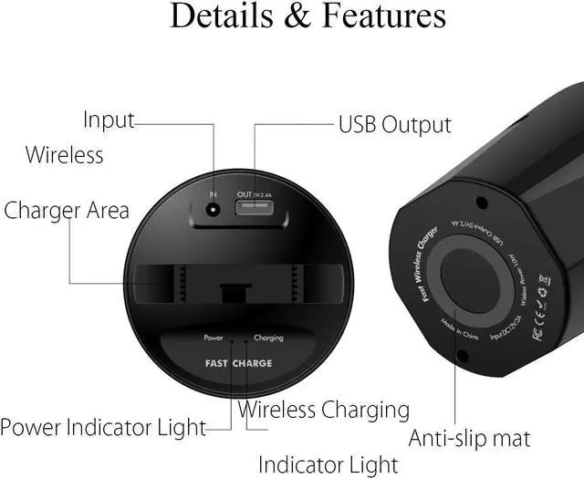Alt view image 4 of 5 - 10W Qi Wireless Charger Holder Cup Fast Charging Car Charging Charger Cup Mobile Phone Stand For  Note5 for iPhone X 8