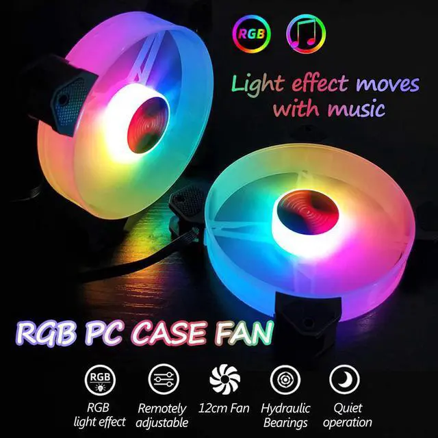 Alt view image 2 of 5 - 6pcs Computer PC Case Fan RGB Adjust LED Fan Speed 120mm Quiet Music Remote Control AURA SYNC Cooler Cooling RGB Case Fans