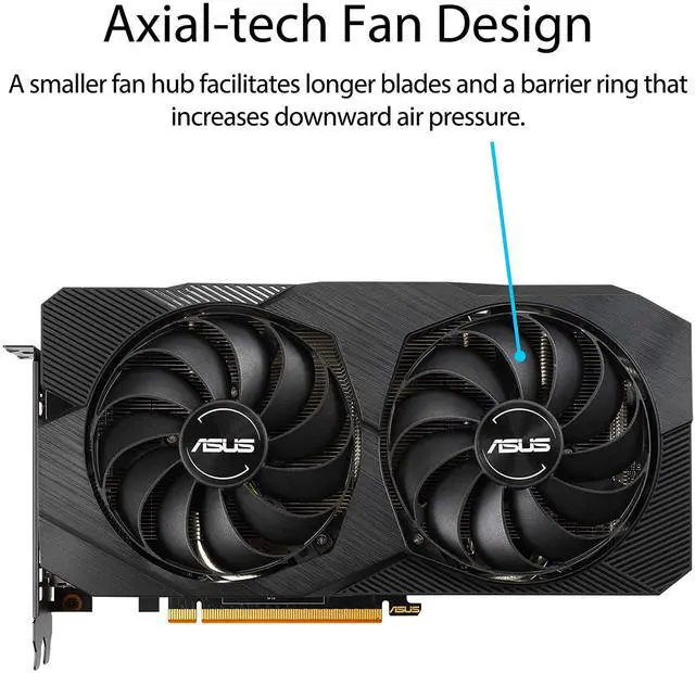 Alt view image 2 of 6 - ASUS AMD Dual Radeon RX 5500 XT EVO OC Edition Gaming Graphics Card (PCIe 4.0, 4GB GDDR6 Memory, HDMI, DisplayPort, Full HD Gaming, Axial-tech Fan Design, Auto-Extreme, Metal Backplate)