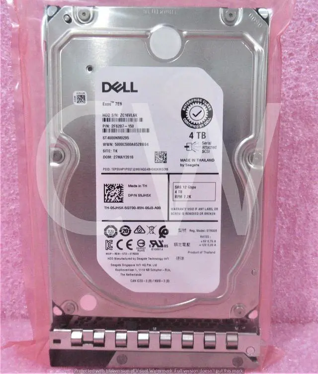 Main image of (NOT FOR HOME PC!) 5JH5X ST4000NM0295 Dell 4TB 7.2KRPM 12Gb/s 3.5"SAS SERVER HDD Hard Drive W/Caddy
