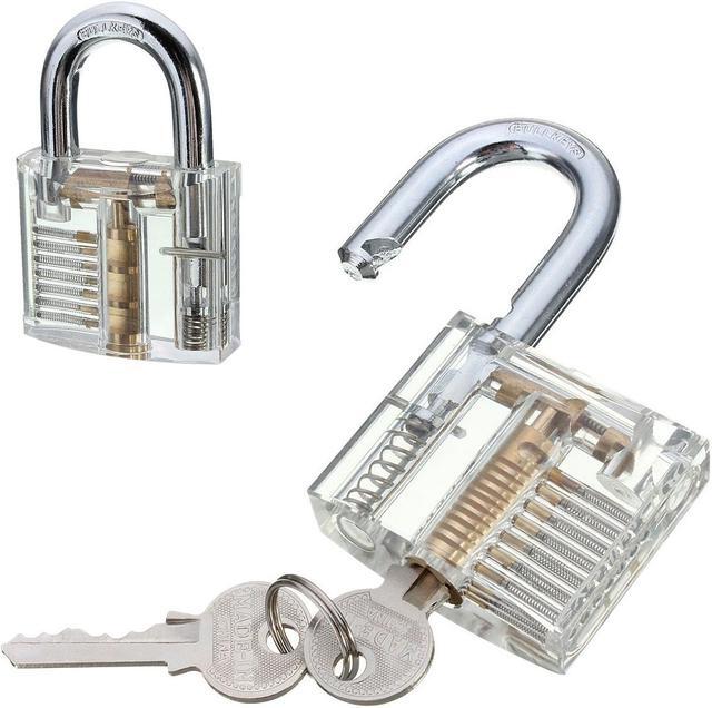 Alt view image 5 of 7 - Transparent Cutaway Inside View Of Practice Padlock Lock Locksmith Trainer Skill Pick with Two Keys