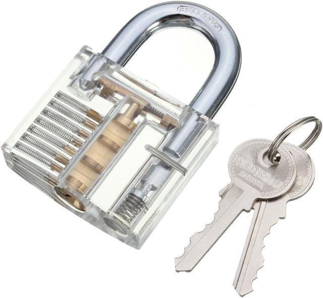 Alt view image 6 of 7 - Transparent Cutaway Inside View Of Practice Padlock Lock Locksmith Trainer Skill Pick with Two Keys