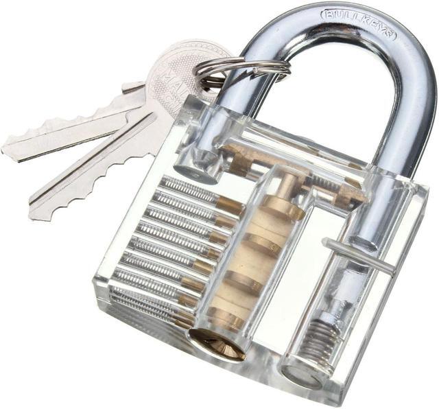 Alt view image 3 of 7 - Transparent Cutaway Inside View Of Practice Padlock Lock Locksmith Trainer Skill Pick with Two Keys