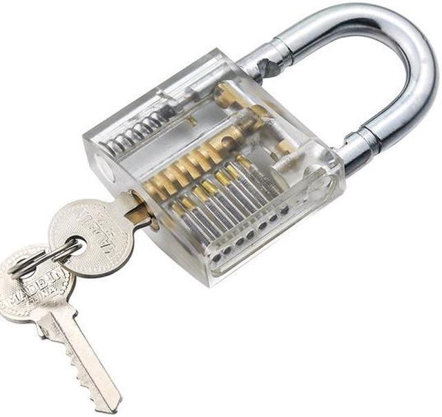 Alt view image 2 of 7 - Transparent Cutaway Inside View Of Practice Padlock Lock Locksmith Trainer Skill Pick with Two Keys