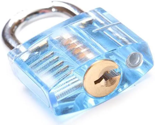 Alt view image 2 of 5 - 5Pins Blue Transparent Pick Cutaway Visable Inside View Padlock Lock for Locksmith Practice Training