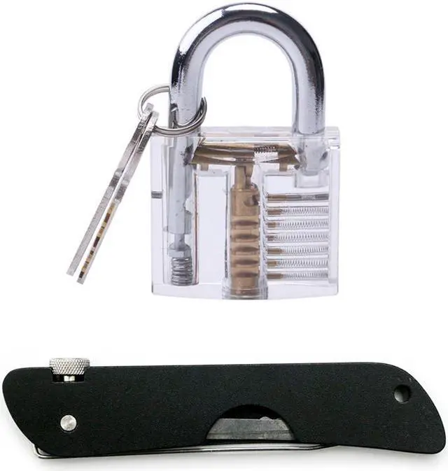 Alt view image 4 of 7 - 6 in 1 Folding Locksmith Tools Pocket Locksmith Set with Transparent Padlock Tool