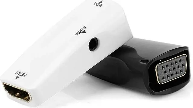 Alt view image 2 of 7 - FHD 1080P HDMI Female to VGA Female Mini Adapter with Audio Cable HDMI to VGA Converter for PC Laptop Computer Display Projector Black