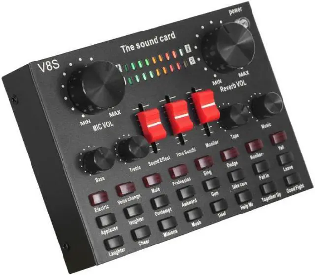 Alt view image 2 of 6 - V8S bluetooth Sound Card Live Broadcast Equipment Sound Card Live Drive Free Rechargeable English Version For Guitar Accessories Karaoke Microphone With Mic Type B - OEM