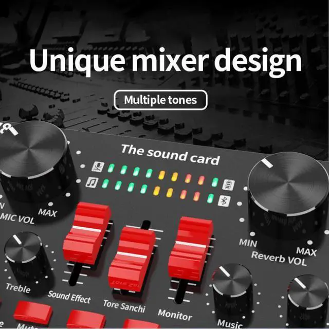 Alt view image 4 of 6 - V8S bluetooth Sound Card Live Broadcast Equipment Sound Card Live Drive Free Rechargeable English Version For Guitar Accessories Karaoke Microphone With Mic Type B - OEM