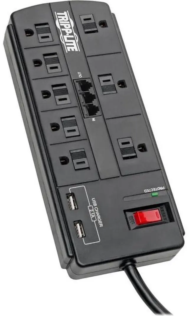 Alt view image 6 of 15 - TRIPP LITE TLP88TUSBB 8.0 Feet 8 Outlets 1200 Joules Surge Protector