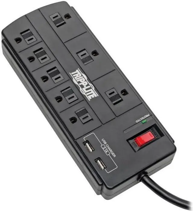 Alt view image 16 of 20 - TRIPP LITE TLP88USBB 8.0 Feet 8 Outlets 1200 Joules Surge Protector