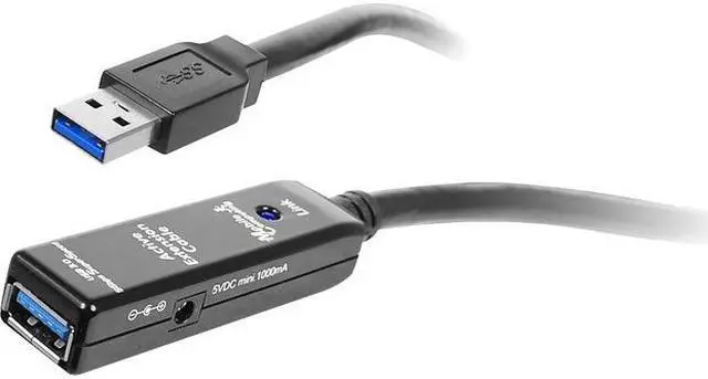 Alt view image 2 of 13 - SIIG JU-CB0811-S1 Black USB 3.0 Active Repeater Cable w/ Power adapter