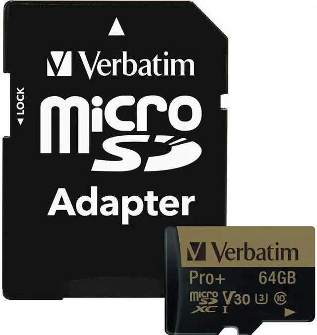 Alt view image 15 of 20 - Verbatim Memory Card microSDXC w/Adapter 64GB BK/GD 44034
