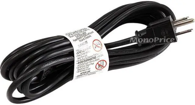 Alt view image 2 of 9 - Monoprice 15ft 18AWG Grounded AC Power Cord, 10A (NEMA 5-15P to IEC-320-C5)