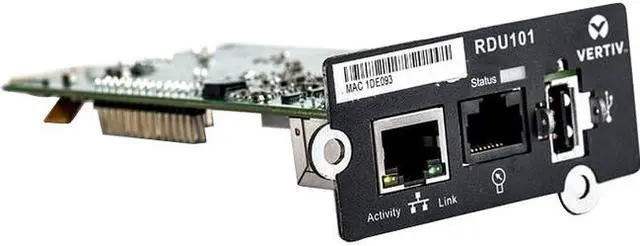 Alt view image 3 of 7 - Vertiv Liebert RDU101 IntelliSlot  - Network Card | Remote Monitoring - Data Center Monitoring| Adapter| 10Mb LAN/100Mb LAN| SNMP| USB Port