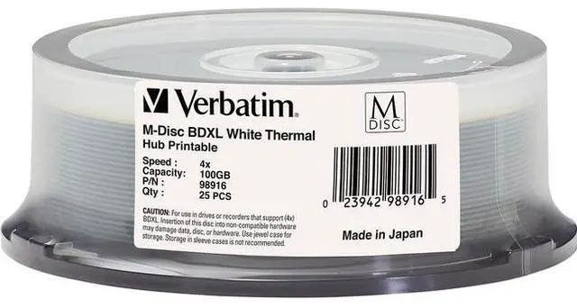 Alt view image 7 of 9 - VERBATIM CORPORATION 98916 25PK M-DISC BDXL 4X 100GB WHITE
