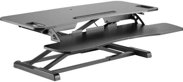 Alt view image 2 of 6 - Amer Networks EZRiser36 Height Adjustable Sit/Stand Desk Computer Riser, Dual Monitor Capable, 38" wide with Keyboard Tray – Black Finish