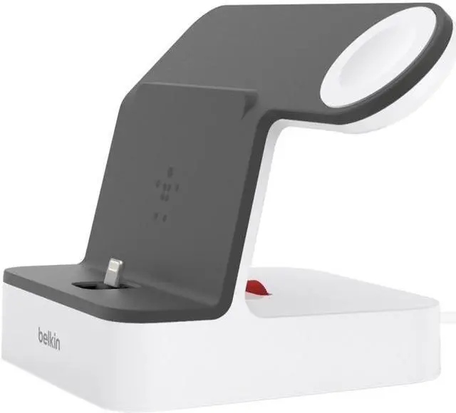 Alt view image 16 of 20 - BELKIN F8J237TTWHT PowerHouse White Charge Dock for Apple Watch + iPhone XS, iPhone XS Max, iPhone XR