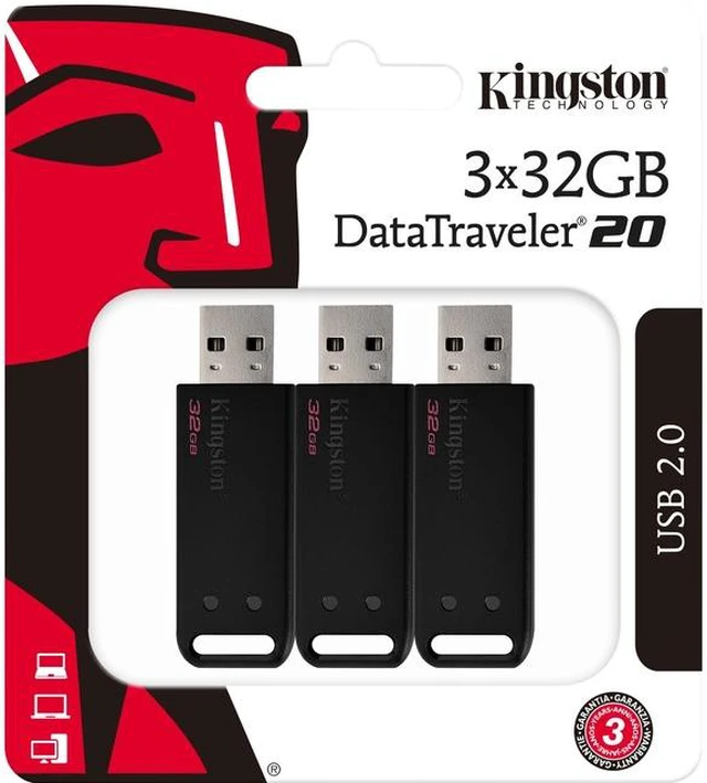 Main image of KINGSTON DT20/32GB-3P 32GB USB2.0 DataTravelr 20 3PK